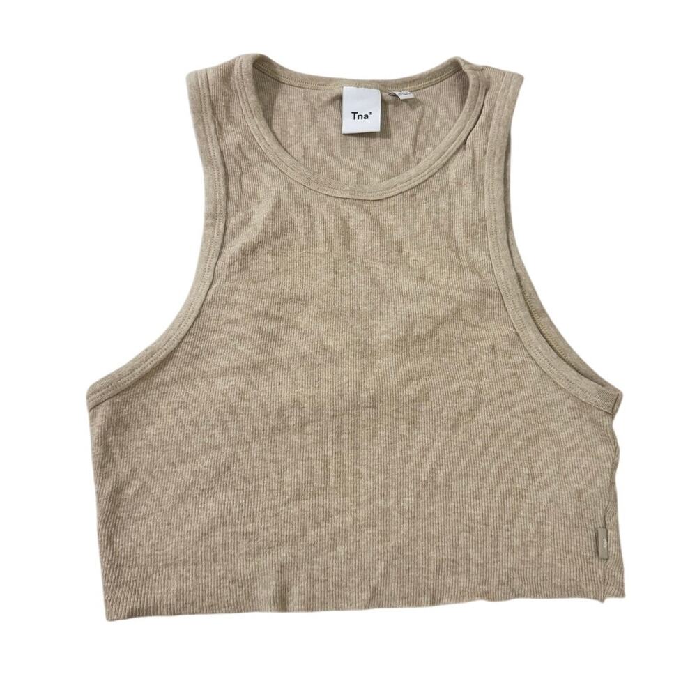Tna Cropped Ribbed Tank Top Beige Size Small Aritzia … - Gem